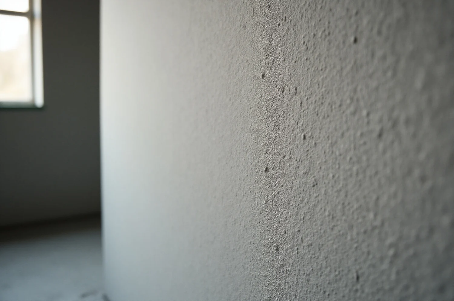 A hand-sanded primer surface in raking light, close up